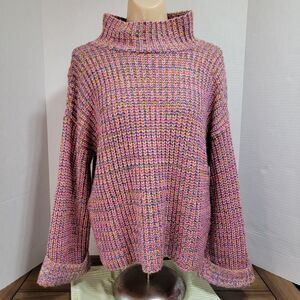 Soho NY & Co LS Crop Knit Sweater Multi-Color - Size Small